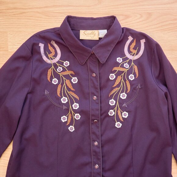 Scully Women's Western Embroidered Purple Shirt, Size XL - Picture 2 of 7